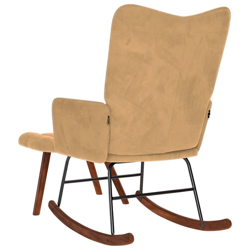 Chaise à bascule avec repose-pied marron velours - XIOS