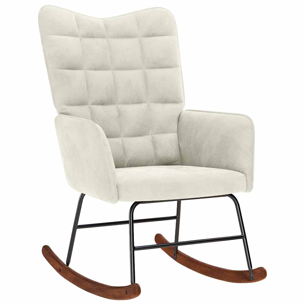 Chaise à bascule avec tabouret en velours crème - XIOS