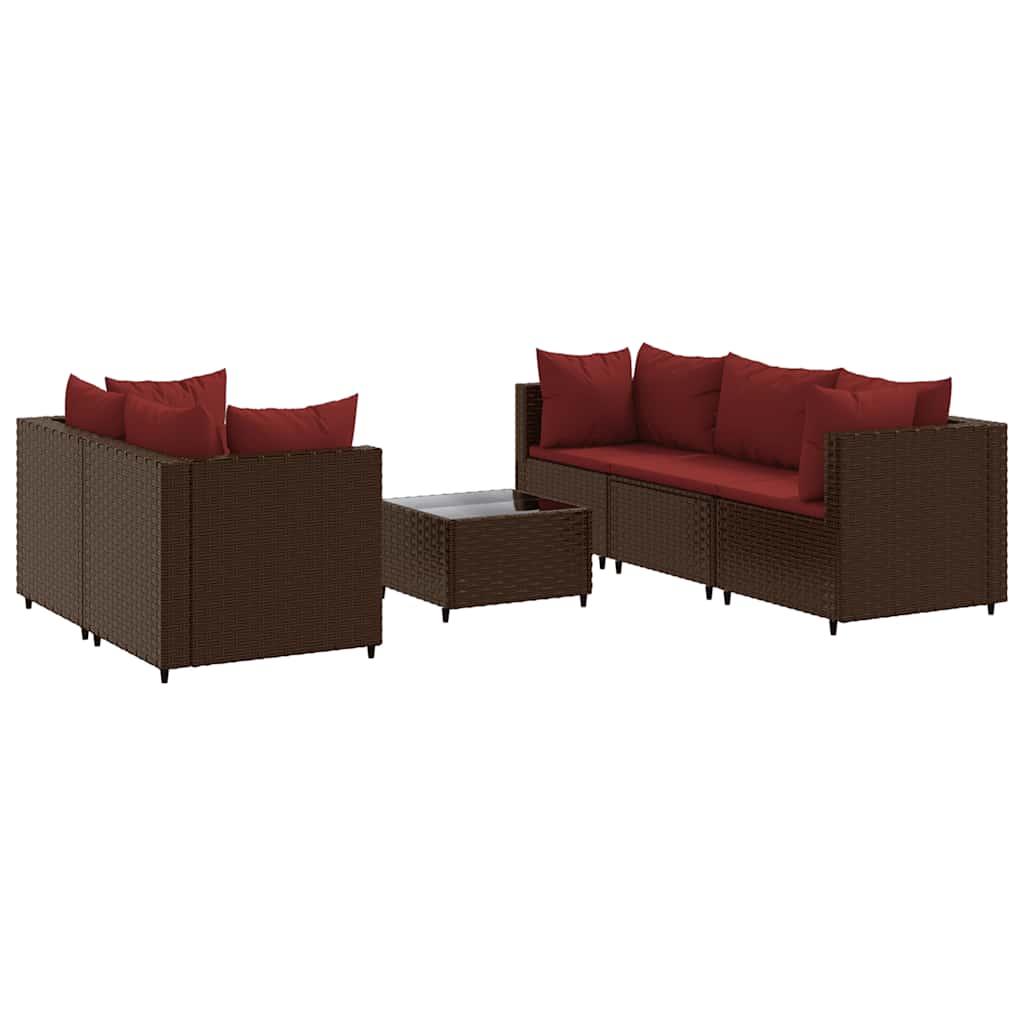 Salon de jardin 6 pcs avec coussins Marron Résine tressée - XIOS