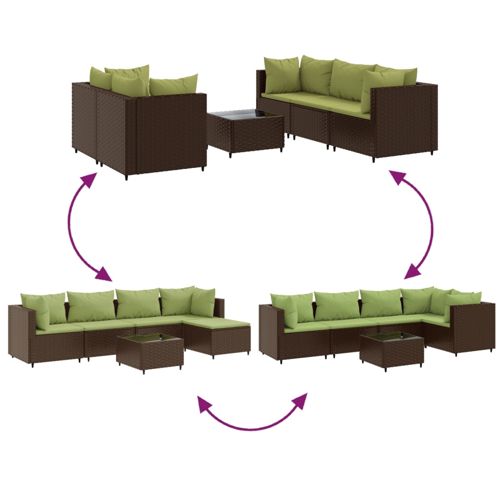 Salon de jardin 6 pcs avec coussins Marron Résine tressée - XIOS