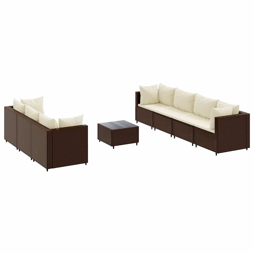 Salon de jardin avec coussins 8 pcs marron résine tressée - XIOS