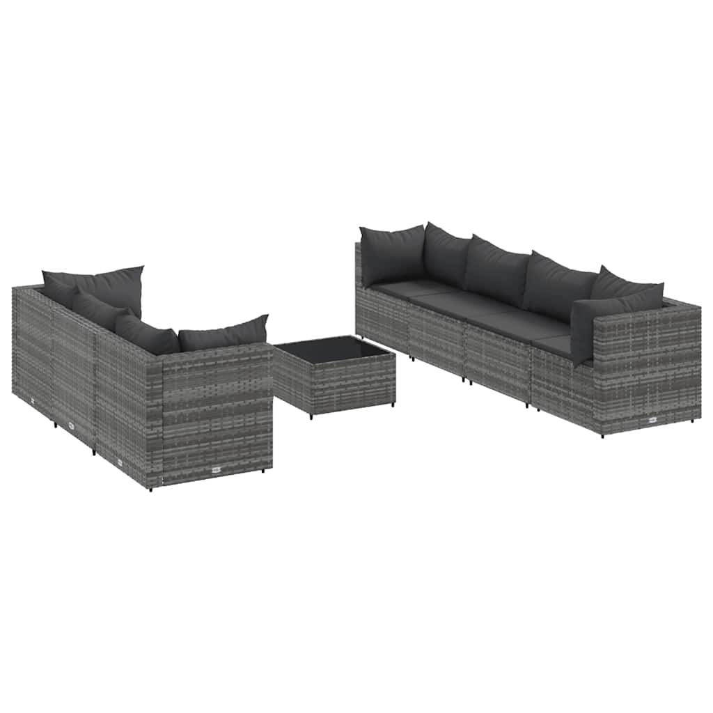 Salon de jardin 8 pcs avec coussins Gris Résine tressée - XIOS