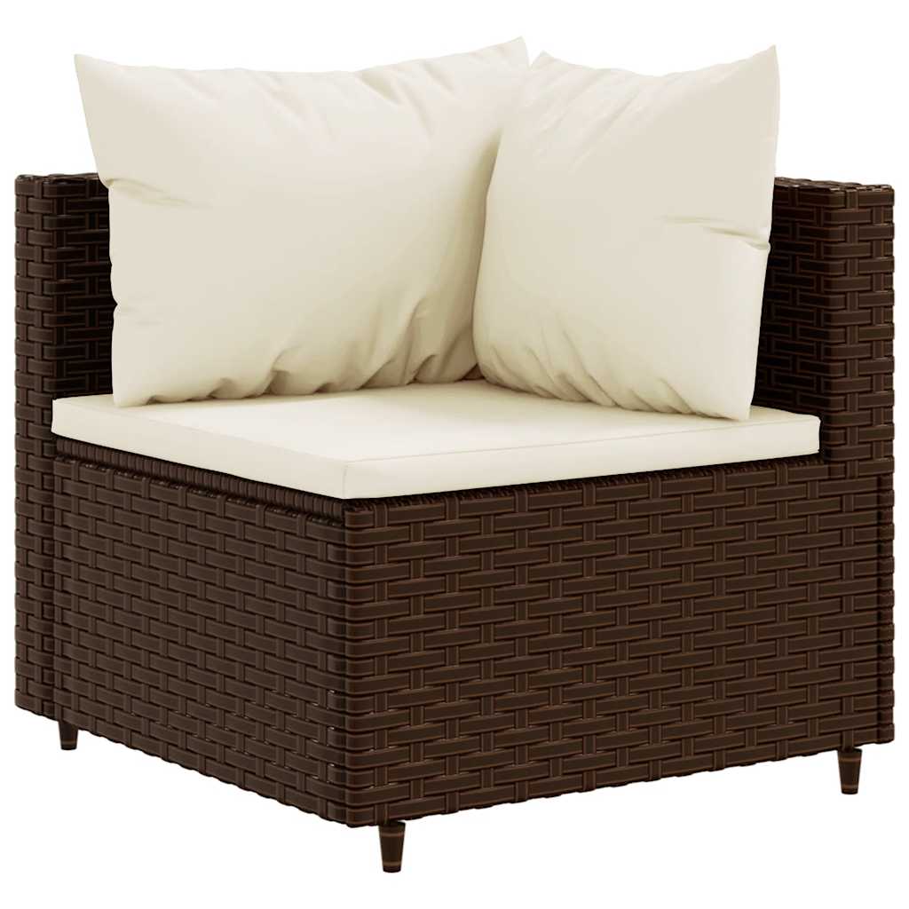 Salon de jardin 4 pcs avec coussins Marron Résine tressée - XIOS