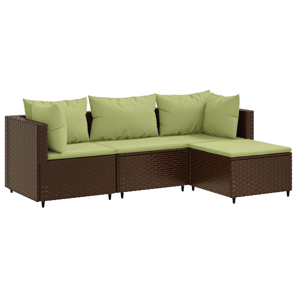 Salon de jardin 4 pcs avec coussins Marron Résine tressée - XIOS