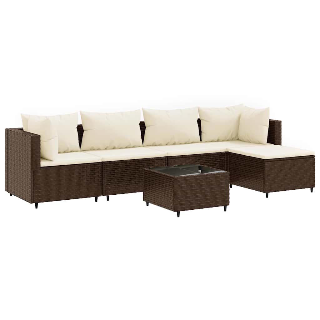 Salon de jardin 6 pcs avec coussins Marron Résine tressée - XIOS