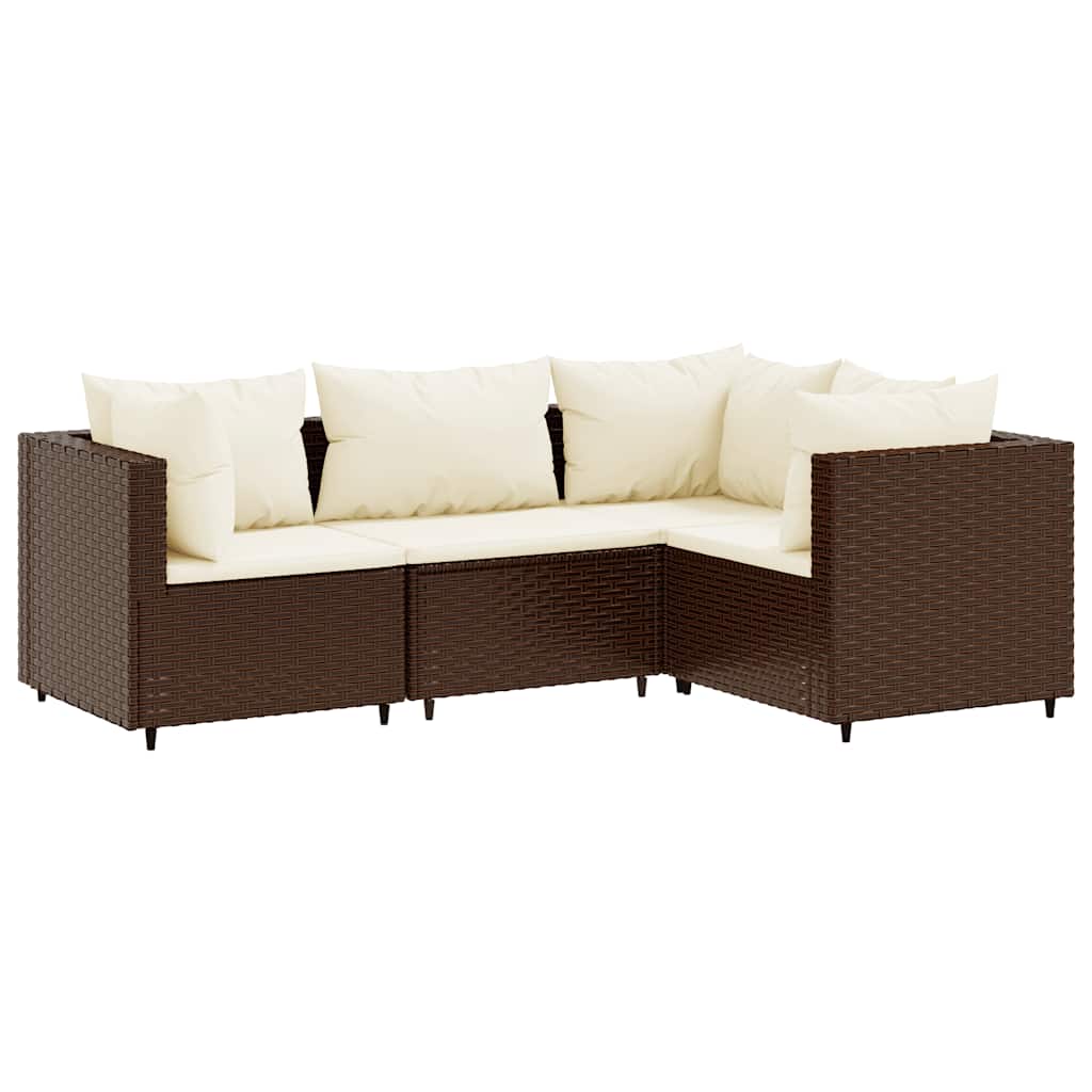 Salon de jardin 4 pcs avec coussins Marron Résine tressée - XIOS
