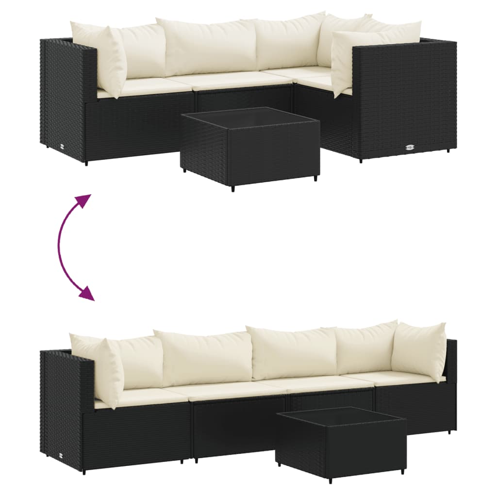 Salon de jardin 5 pcs avec coussins Noir Résine tressée - XIOS
