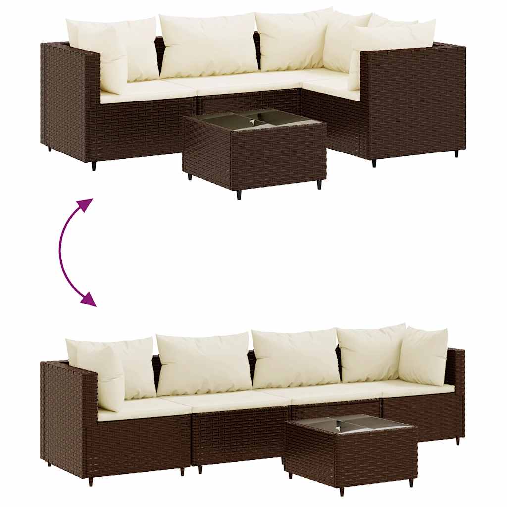 Salon de jardin 5 pcs avec coussins Marron Résine tressée - XIOS