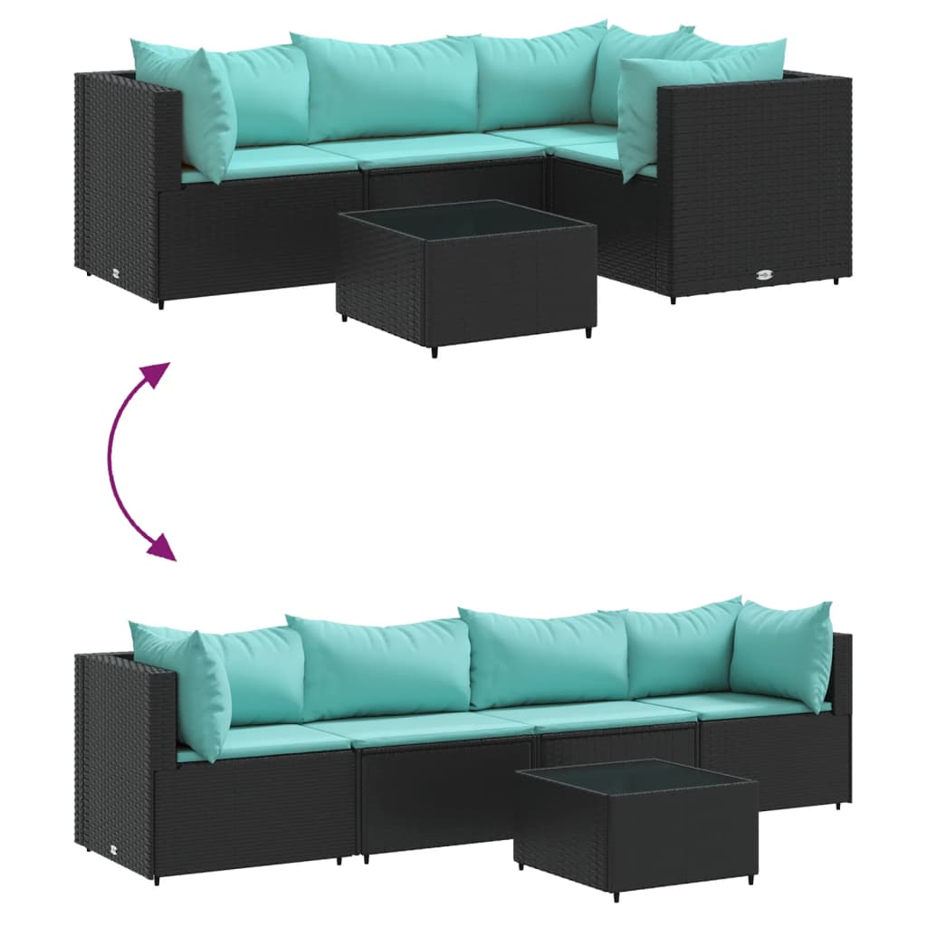 Salon de jardin 5 pcs avec coussins Noir Résine tressée - XIOS