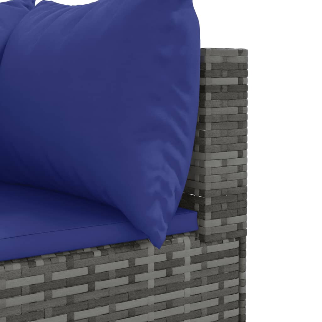 Salon de jardin 5 pcs avec coussins Gris Résine tressée - XIOS