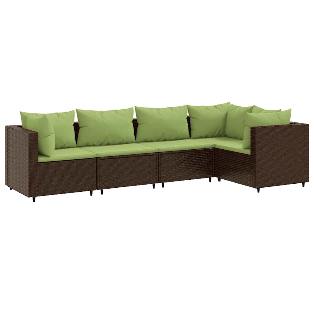 Salon de jardin 5 pcs avec coussins Marron Résine tressée - XIOS