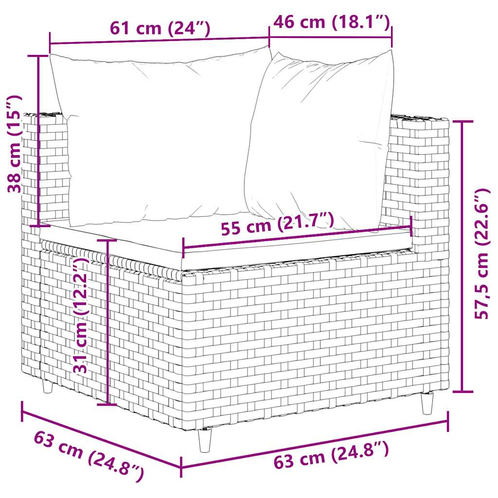 Salon de jardin 5 pcs avec coussins Marron Résine tressée - XIOS