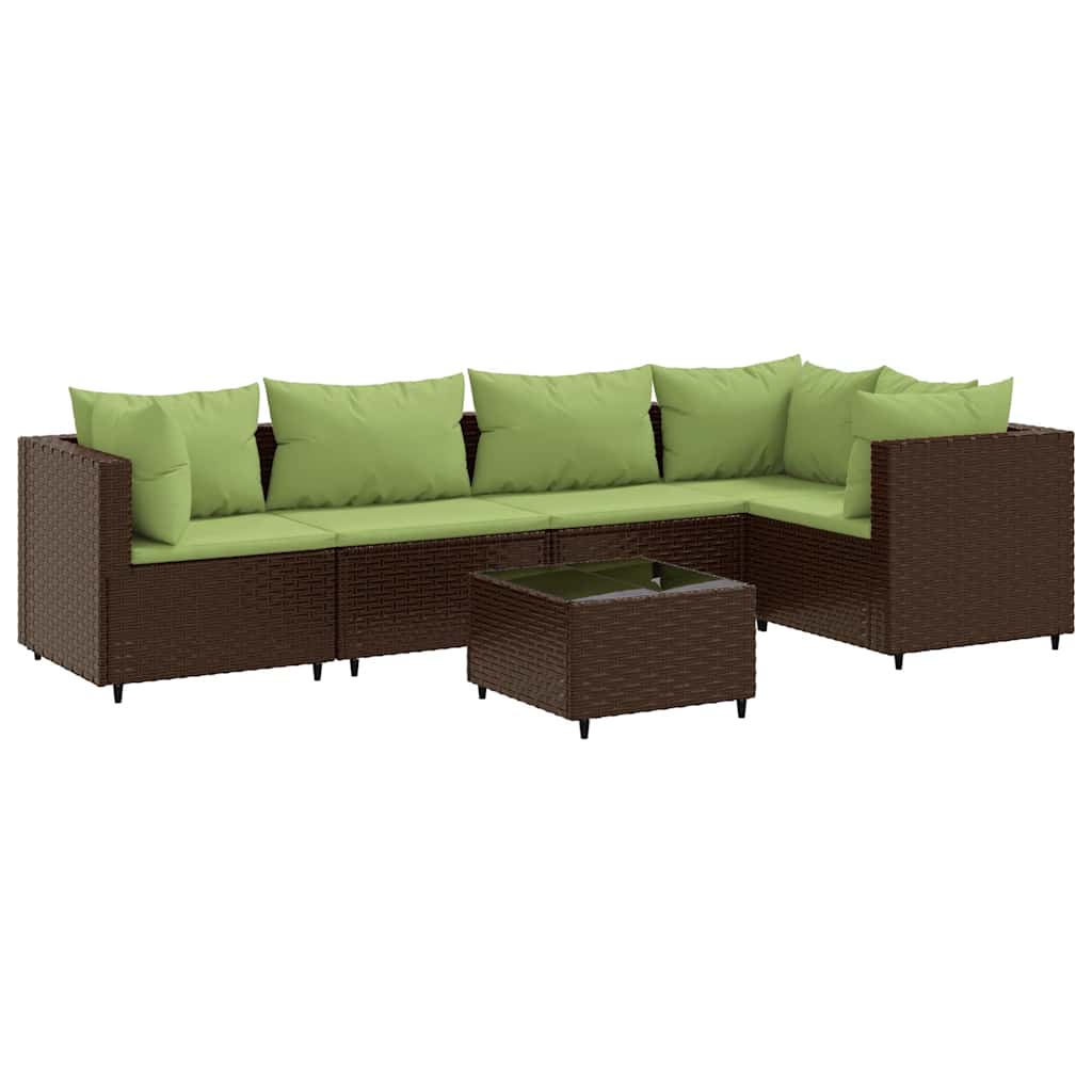 Salon de jardin 6 pcs avec coussins Marron Résine tressée - XIOS