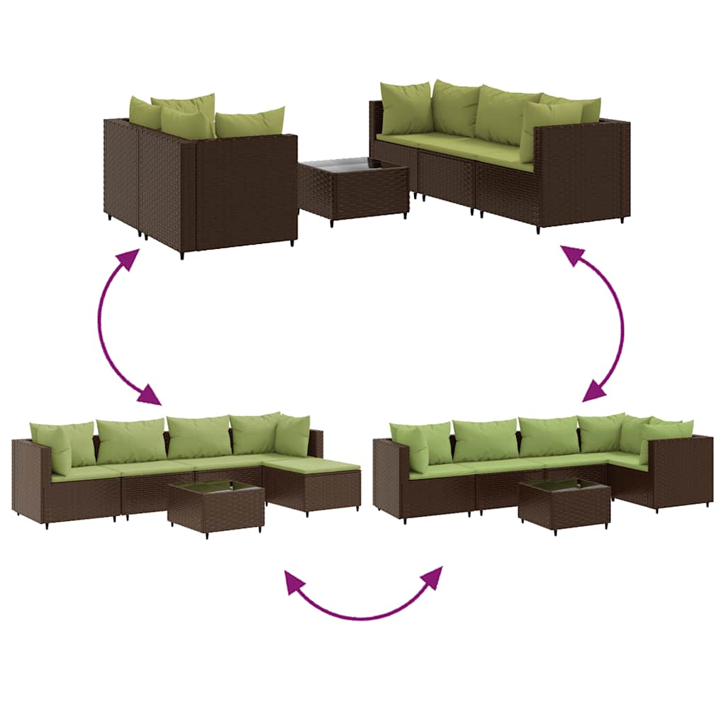 Salon de jardin 6 pcs avec coussins Marron Résine tressée - XIOS
