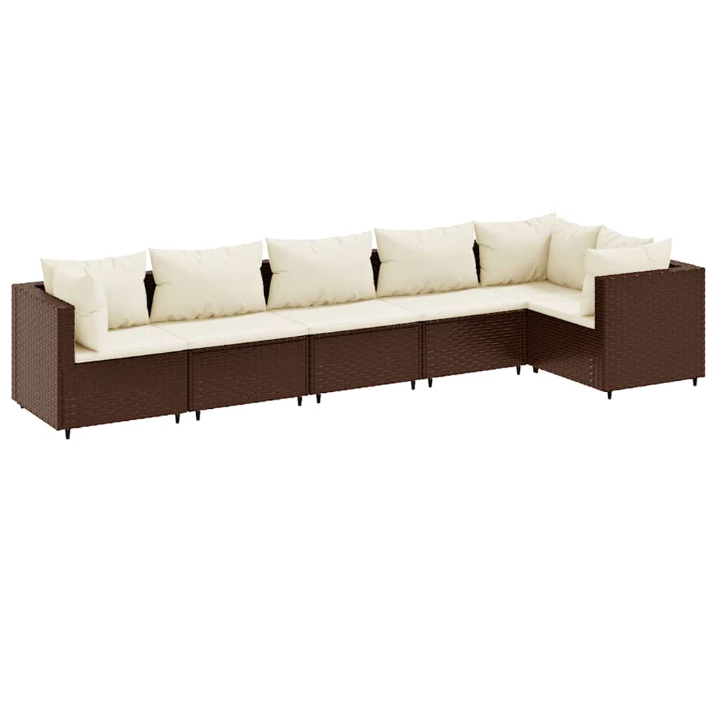 Salon de jardin 6 pcs avec coussins Marron Résine tressée - XIOS