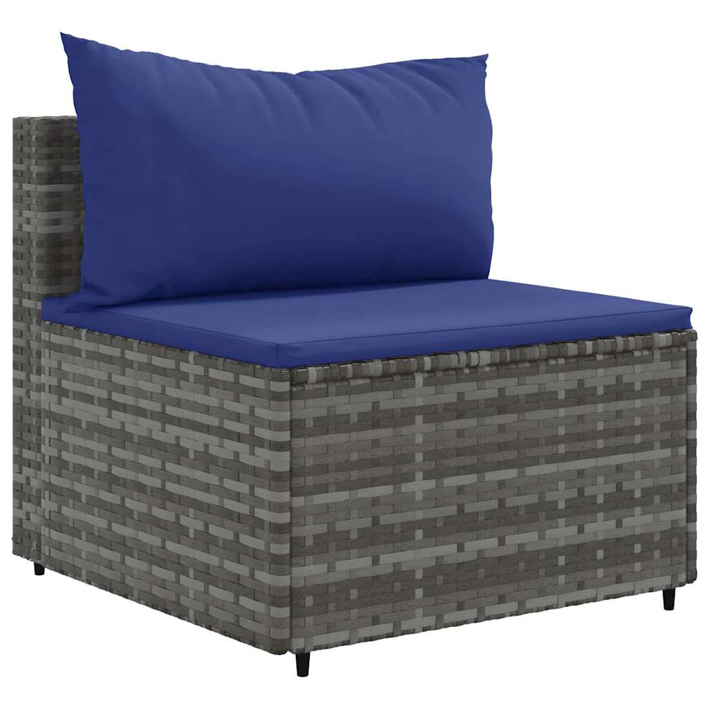 Salon de jardin 6 pcs avec coussins Gris Résine tressée - XIOS