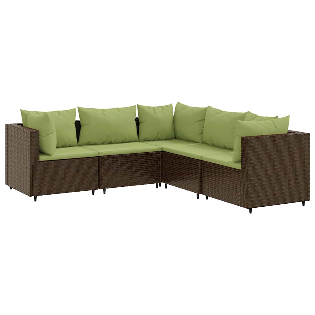 Salon de jardin 5 pcs avec coussins Marron Résine tressée - XIOS