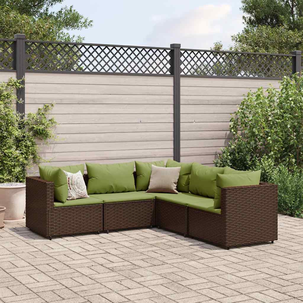 Salon de jardin 5 pcs avec coussins Marron Résine tressée - XIOS
