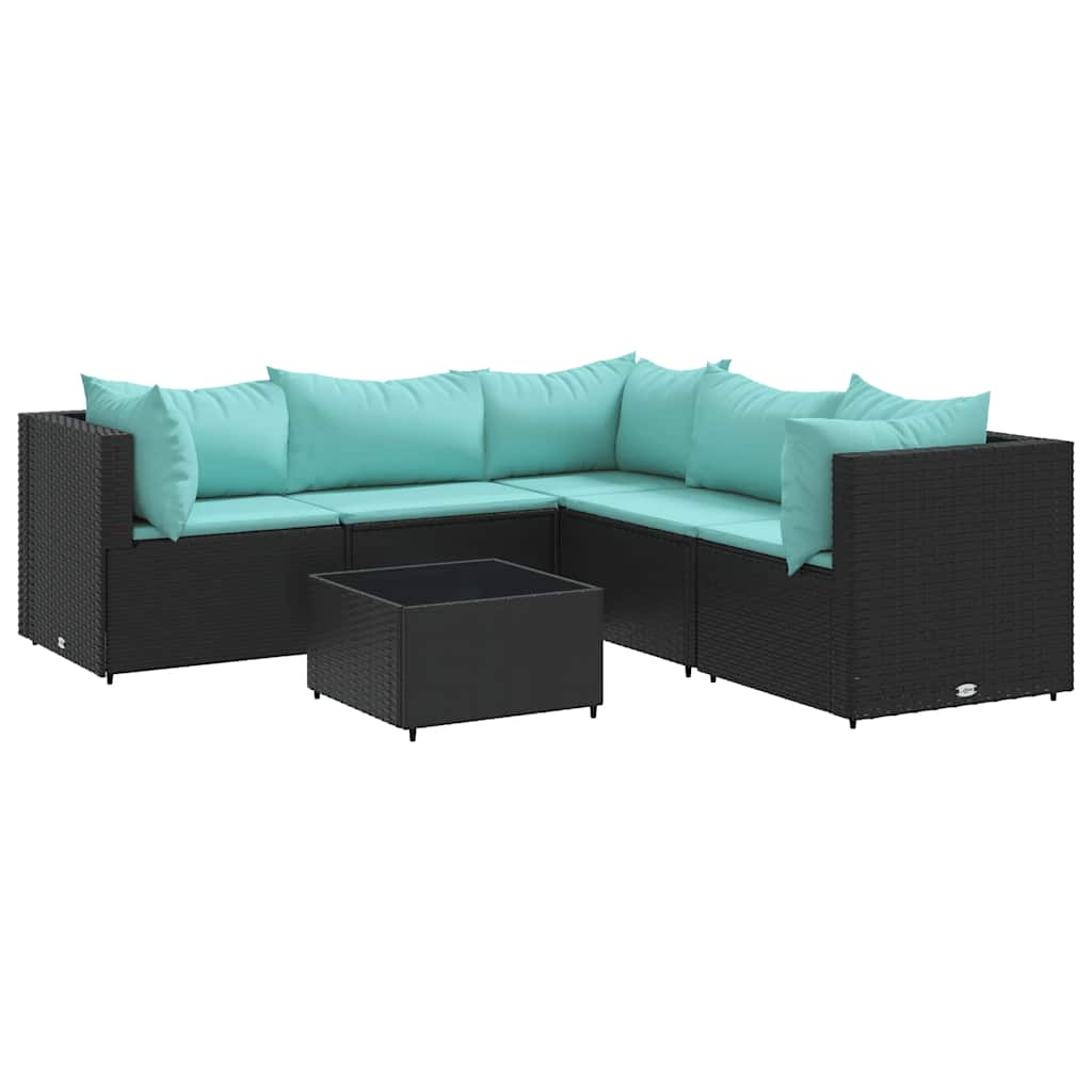 Salon de jardin 6 pcs avec coussins Noir Résine tressée - XIOS