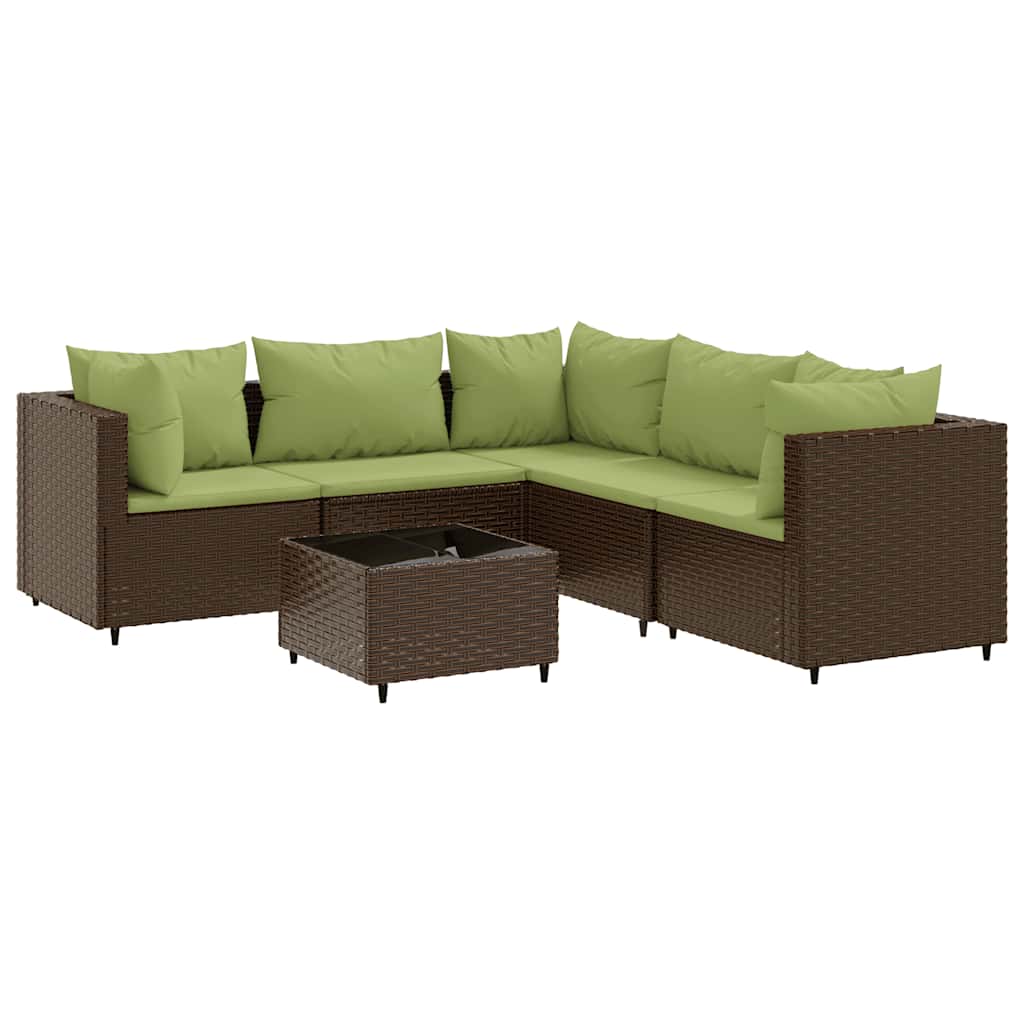 Salon de jardin 6 pcs avec coussins Marron Résine tressée - XIOS