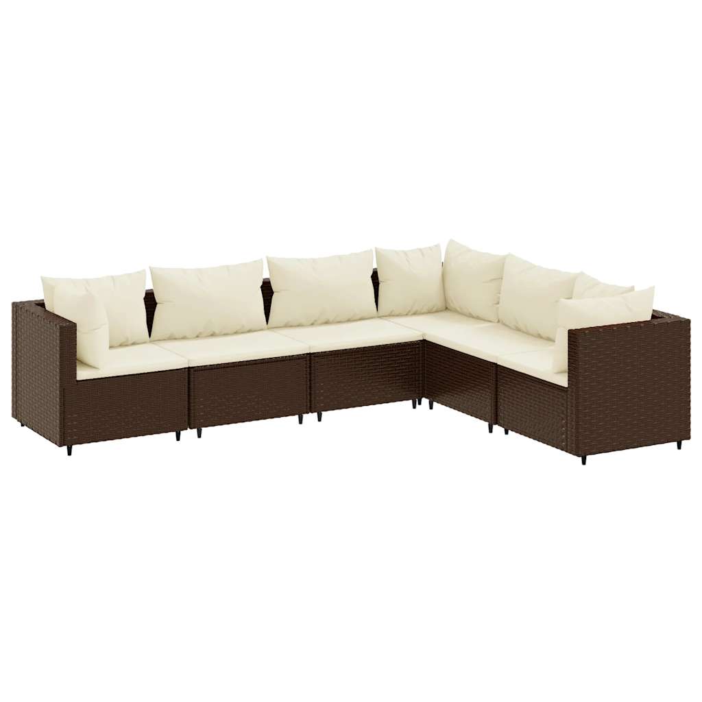 Salon de jardin 6 pcs avec coussins Marron Résine tressée - XIOS