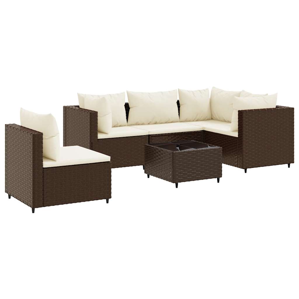 Salon de jardin 6 pcs avec coussins Marron Résine tressée - XIOS