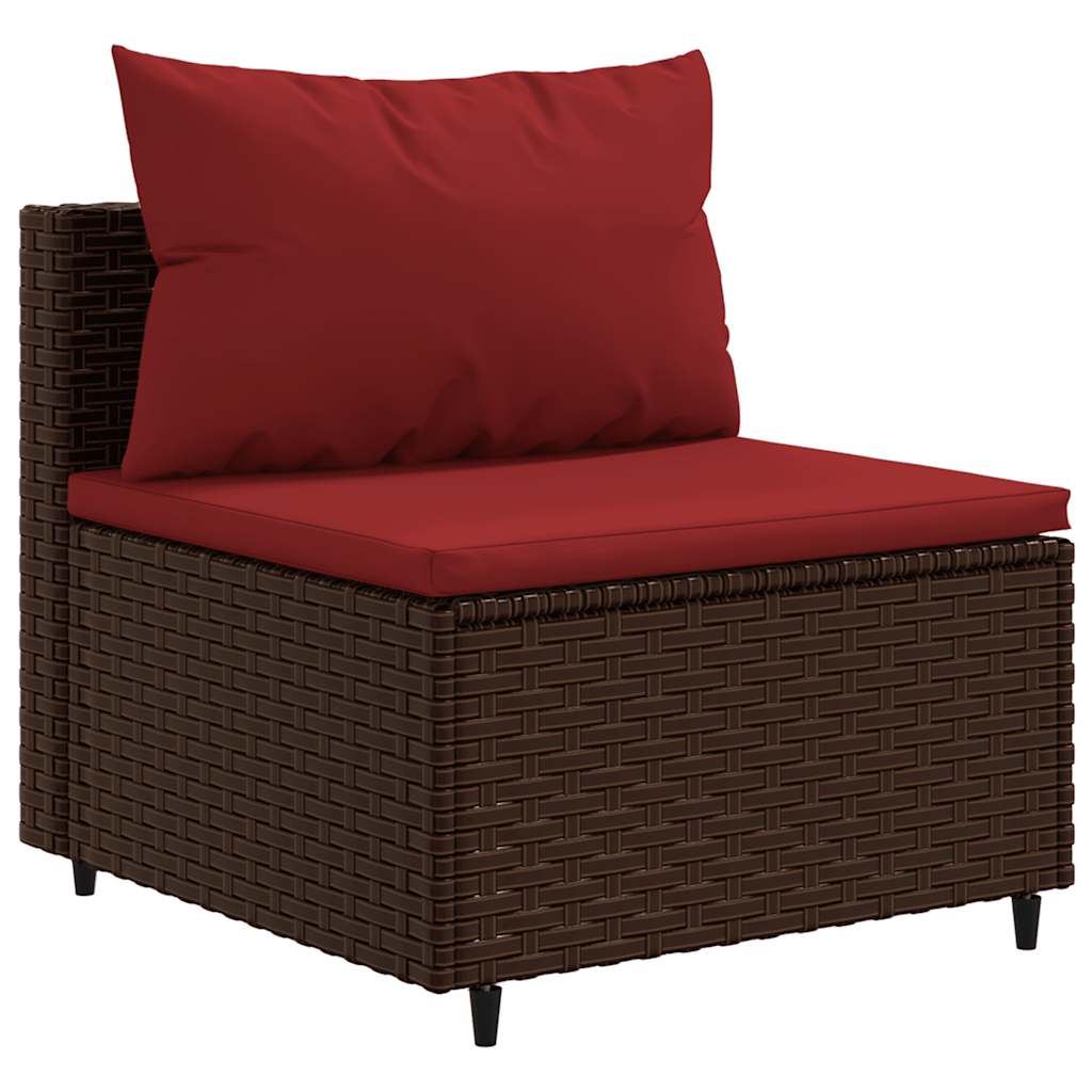Salon de jardin 6 pcs avec coussins Marron Résine tressée - XIOS