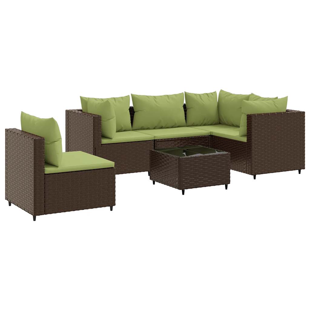 Salon de jardin 6 pcs avec coussins Marron Résine tressée - XIOS