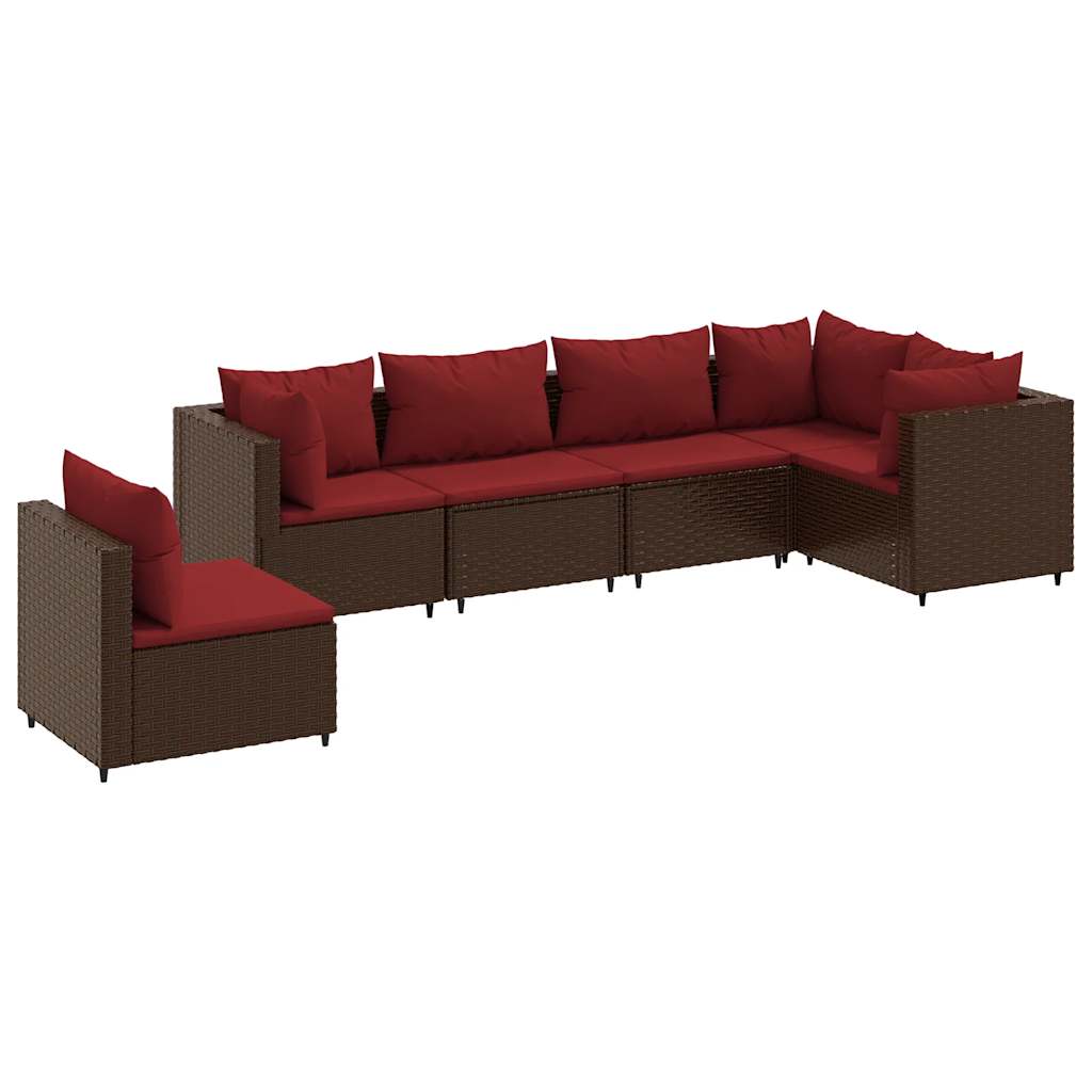 Salon de jardin 6 pcs avec coussins Marron Résine tressée - XIOS