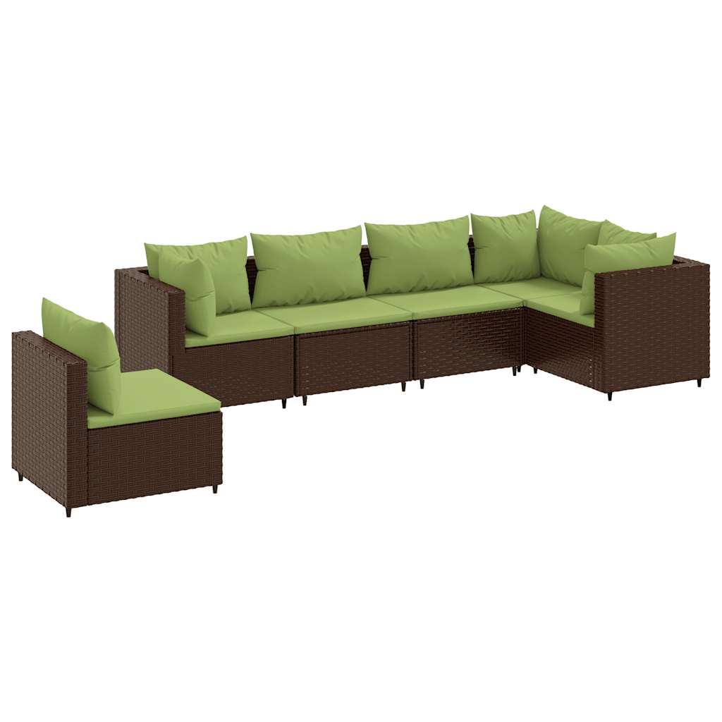 Salon de jardin 6 pcs avec coussins Marron Résine tressée - XIOS
