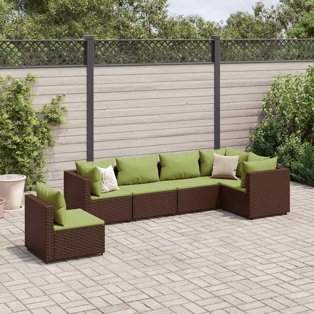 Salon de jardin 6 pcs avec coussins Marron Résine tressée - XIOS