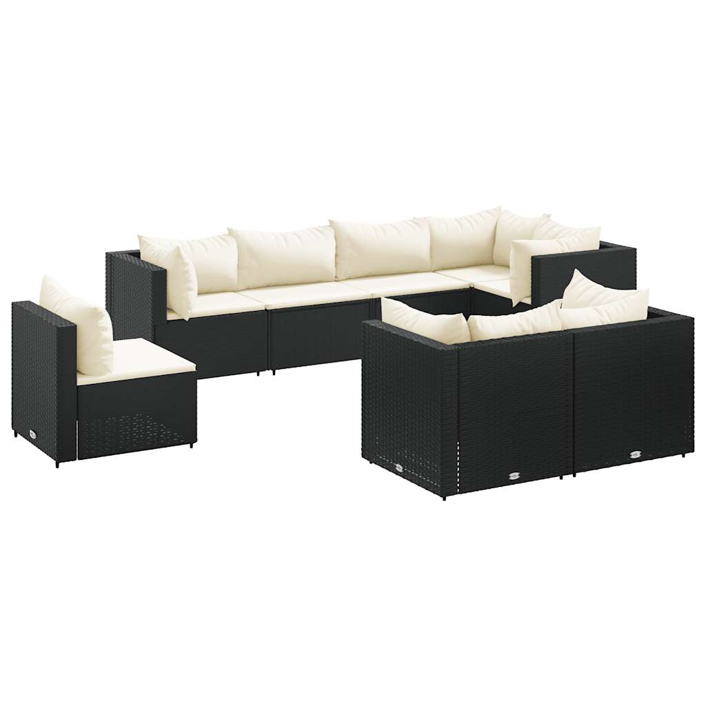 Salon de jardin 8 pcs avec coussins noir résine tressée - XIOS