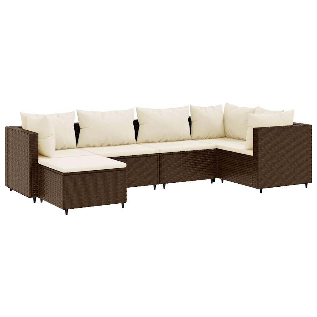 Salon de jardin 6 pcs avec coussins Marron Résine tressée - XIOS