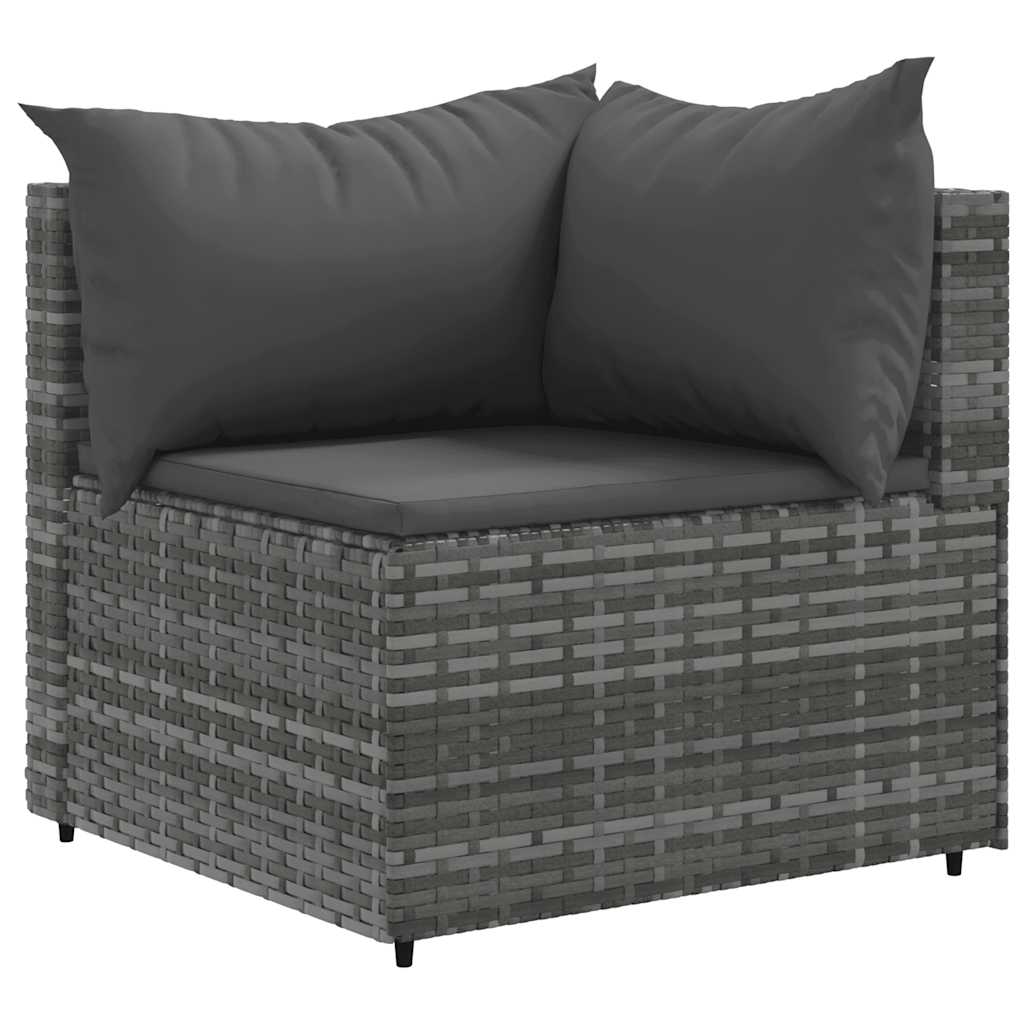 Salon de jardin 7 pcs avec coussins Gris Résine tressée Salons de jardin vidaXL