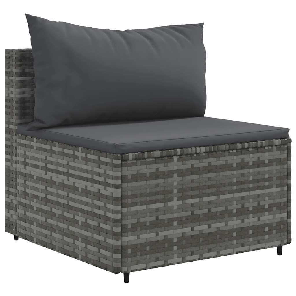 Salon de jardin 7 pcs avec coussins Gris Résine tressée Salons de jardin vidaXL