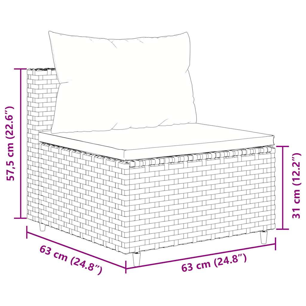Salon de jardin 7 pcs avec coussins Gris Résine tressée Salons de jardin vidaXL