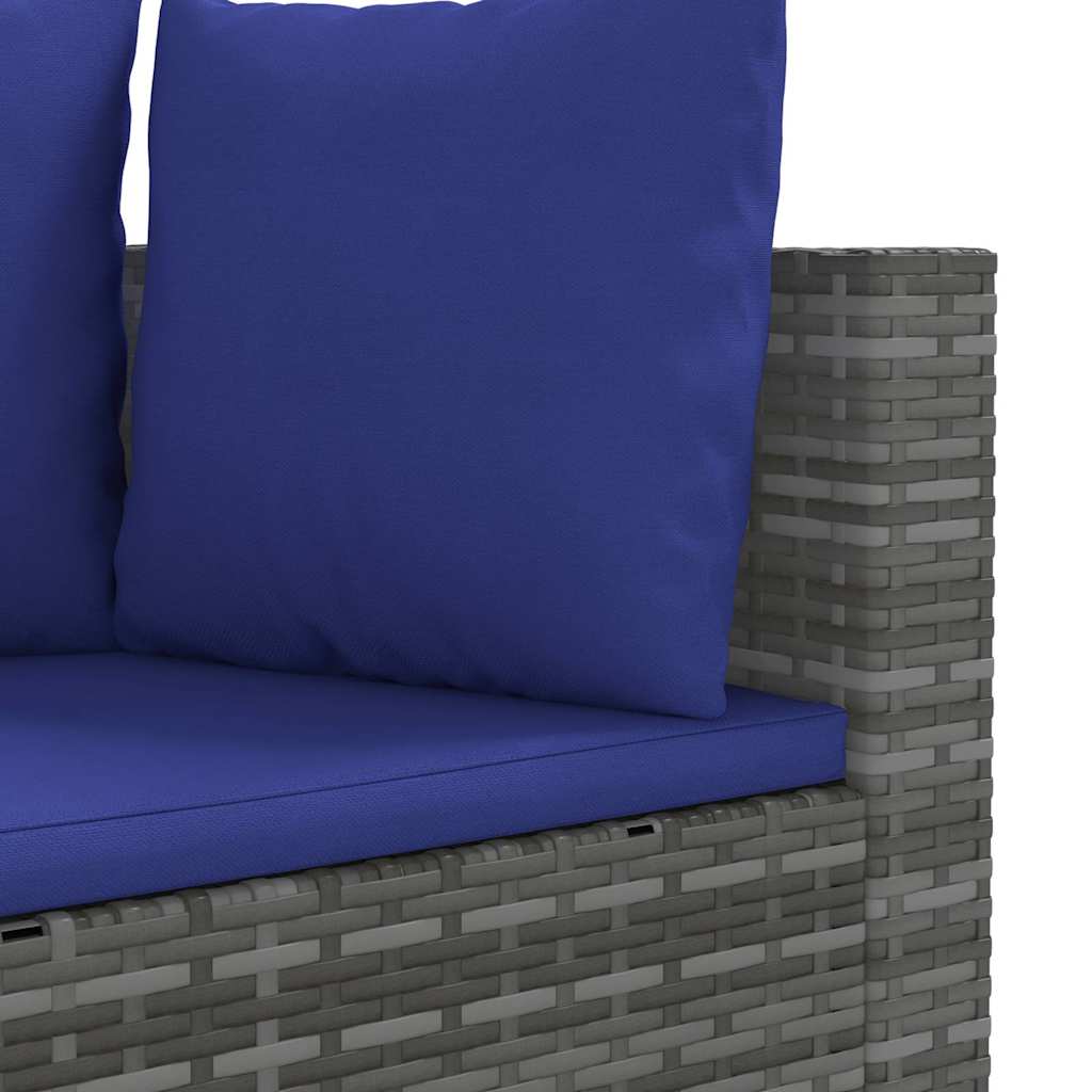 Salon de jardin 5 pcs avec coussins gris résine tressée