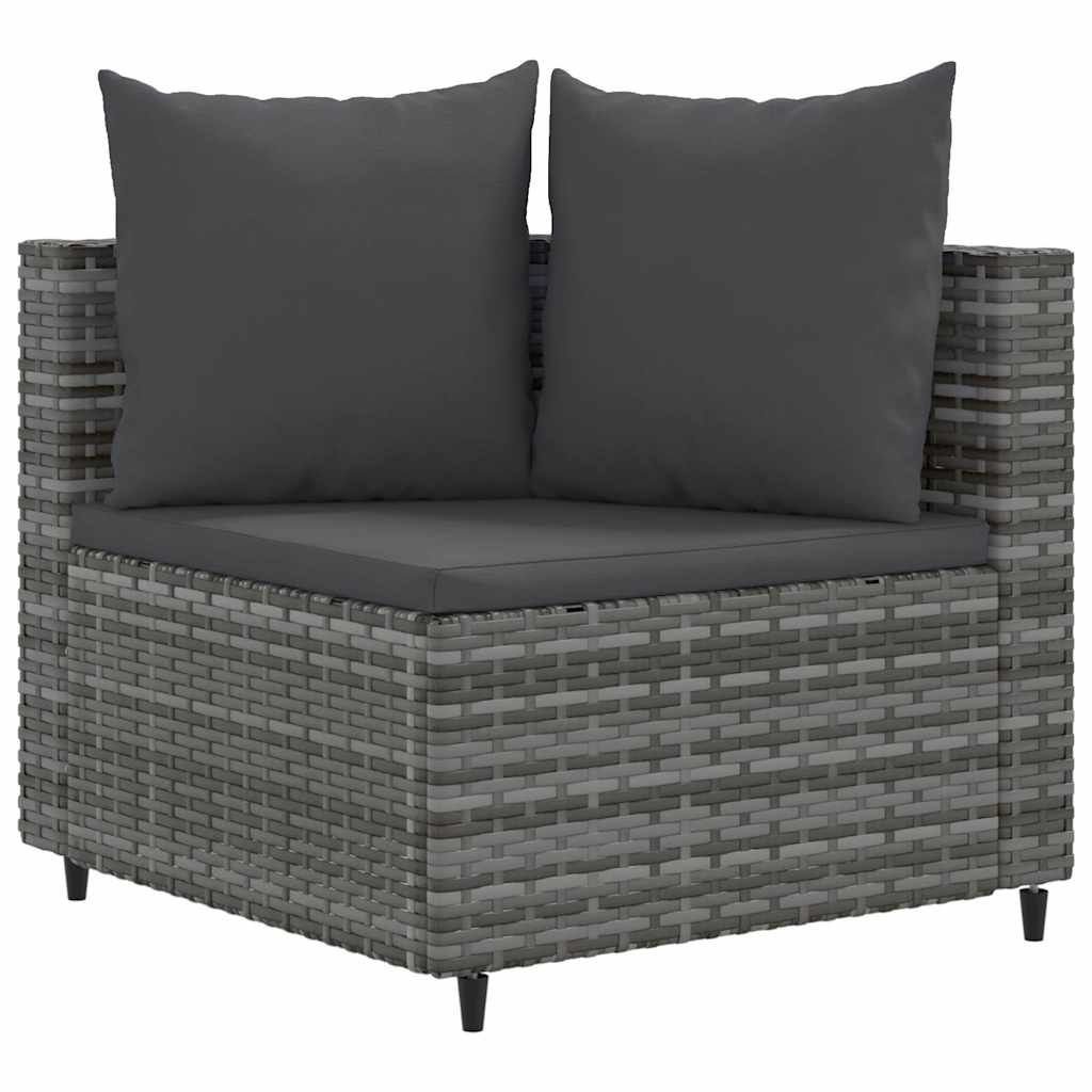 Salon de jardin 8 pcs avec coussins gris résine tressée