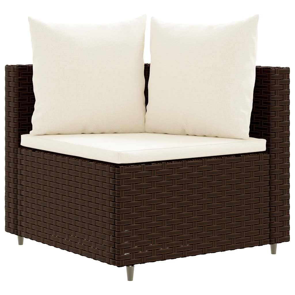 Salon de jardin avec coussins 6 pcs marron résine tressée