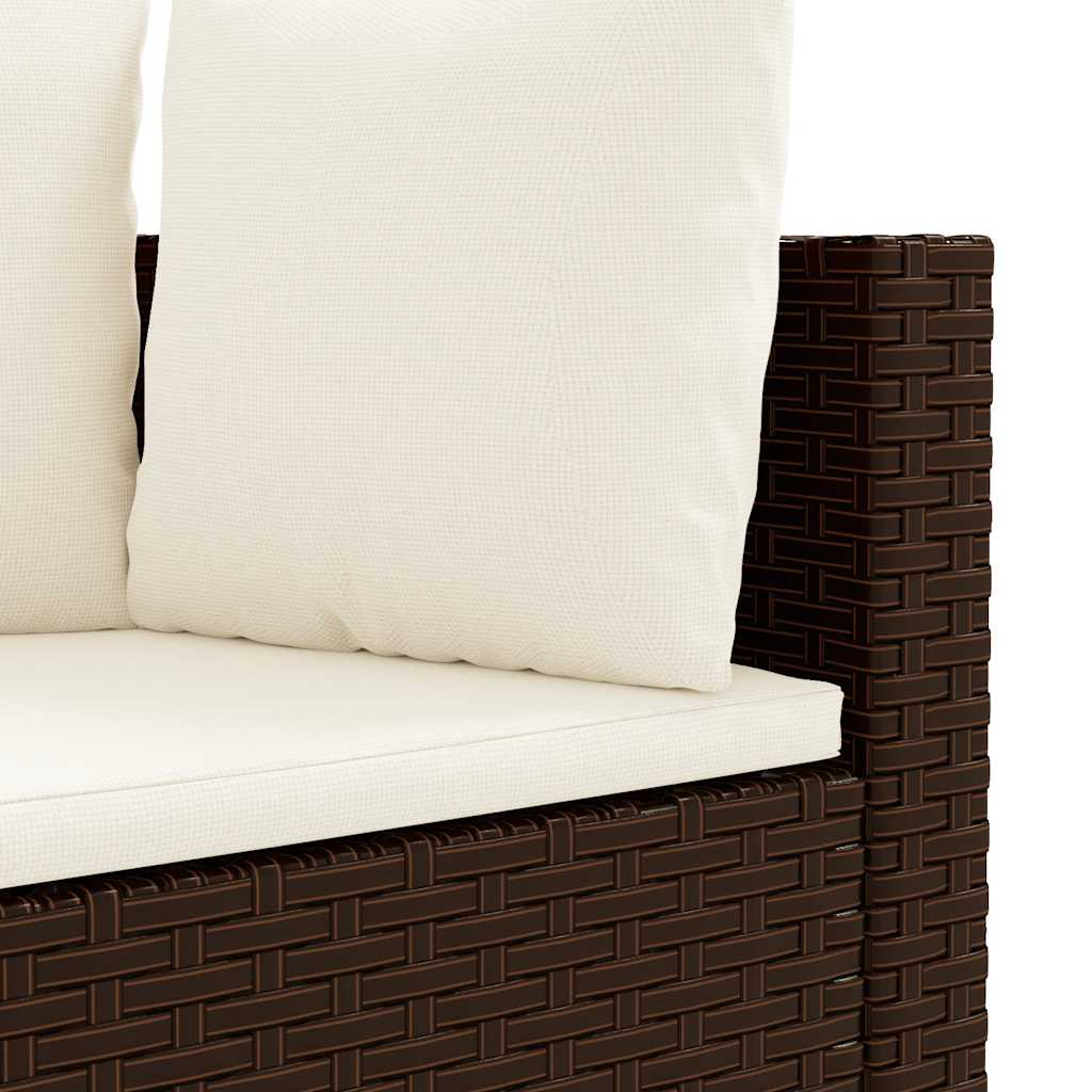 Salon de jardin avec coussins 6 pcs marron résine tressée