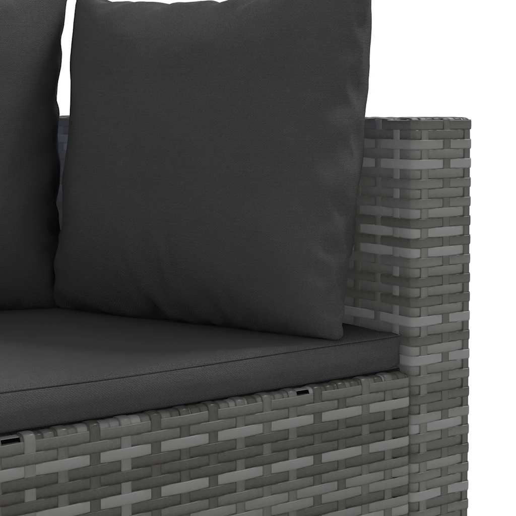Salon de jardin 5 pcs avec coussins gris résine tressée