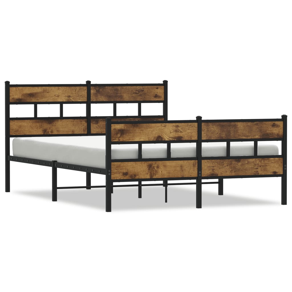 Cadre de lit en métal sans matelas chêne fumé 150x200 cm - XIOS