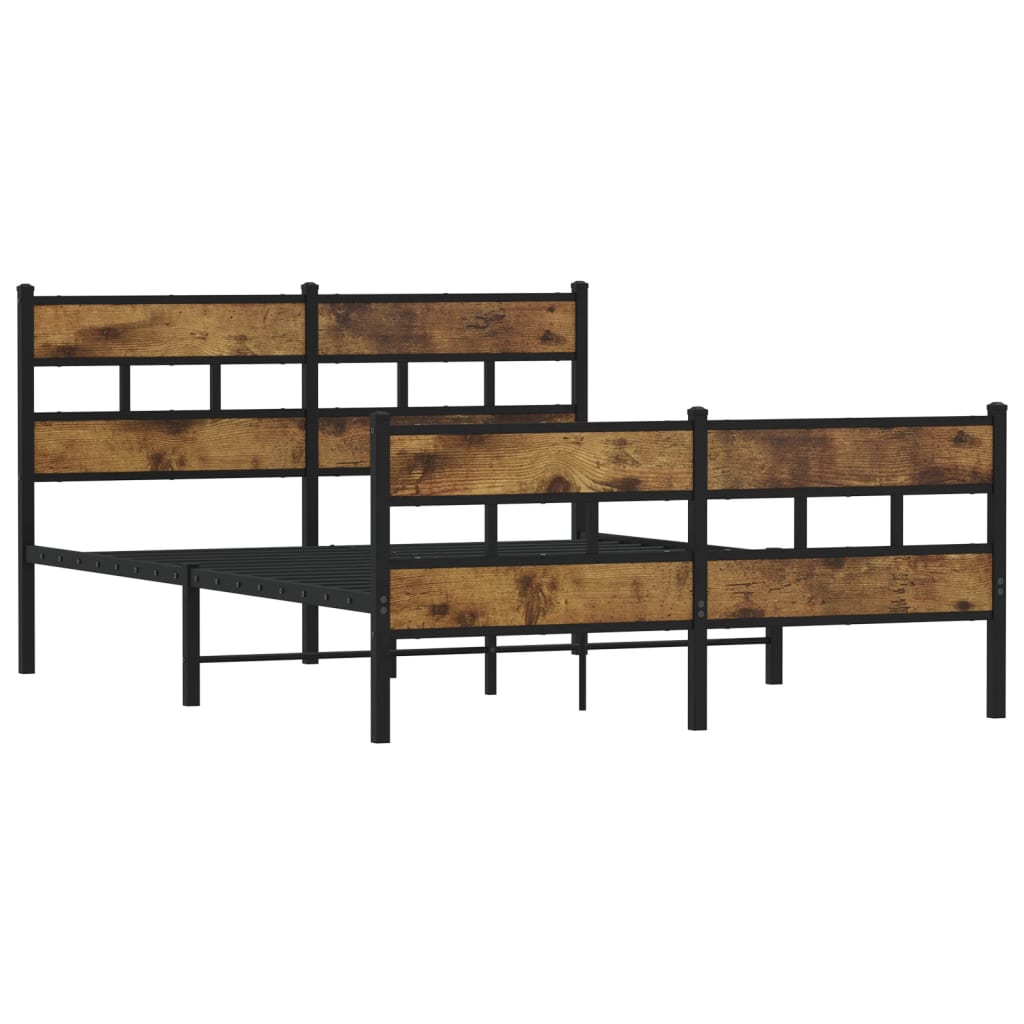 Cadre de lit en métal sans matelas chêne fumé 150x200 cm - XIOS