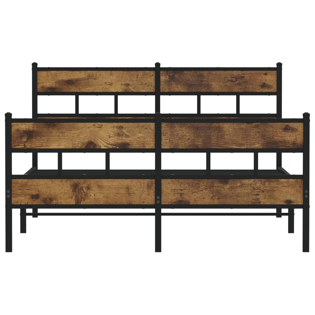 Cadre de lit en métal sans matelas chêne fumé 150x200 cm - XIOS