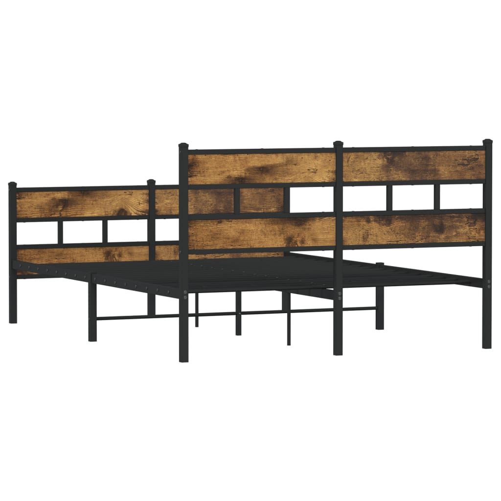 Cadre de lit en métal sans matelas chêne fumé 150x200 cm - XIOS