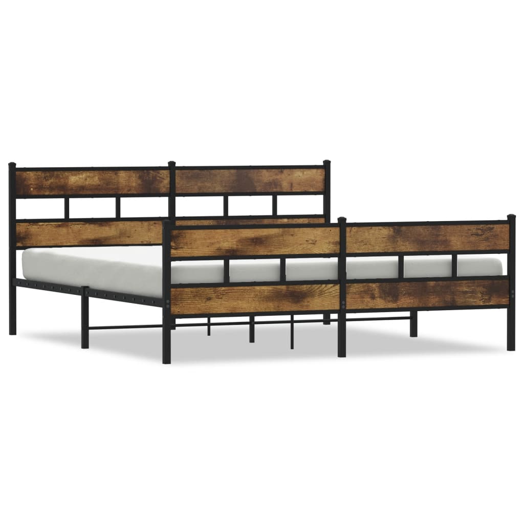 Cadre de lit en métal sans matelas chêne fumé 180x200 cm - XIOS