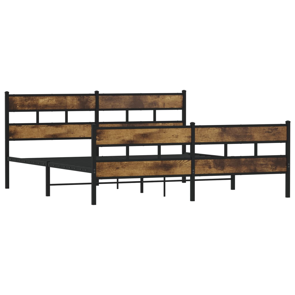 Cadre de lit en métal sans matelas chêne fumé 193x203 cm - XIOS