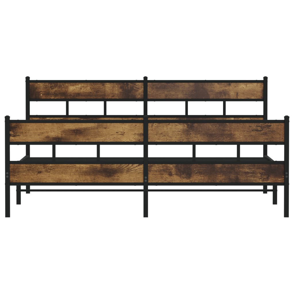 Cadre de lit en métal sans matelas chêne fumé 193x203 cm - XIOS