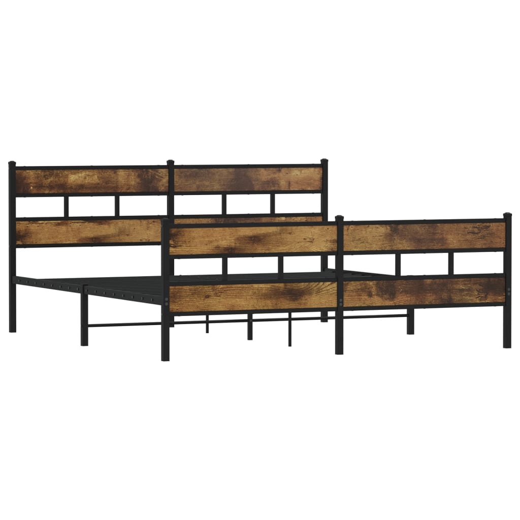 Cadre de lit en métal sans matelas chêne fumé 200x200 cm - XIOS