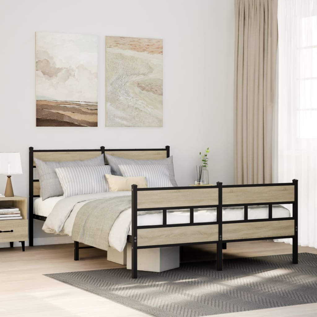 Cadre de lit en métal sans matelas chêne sonoma 150x200 cm - XIOS